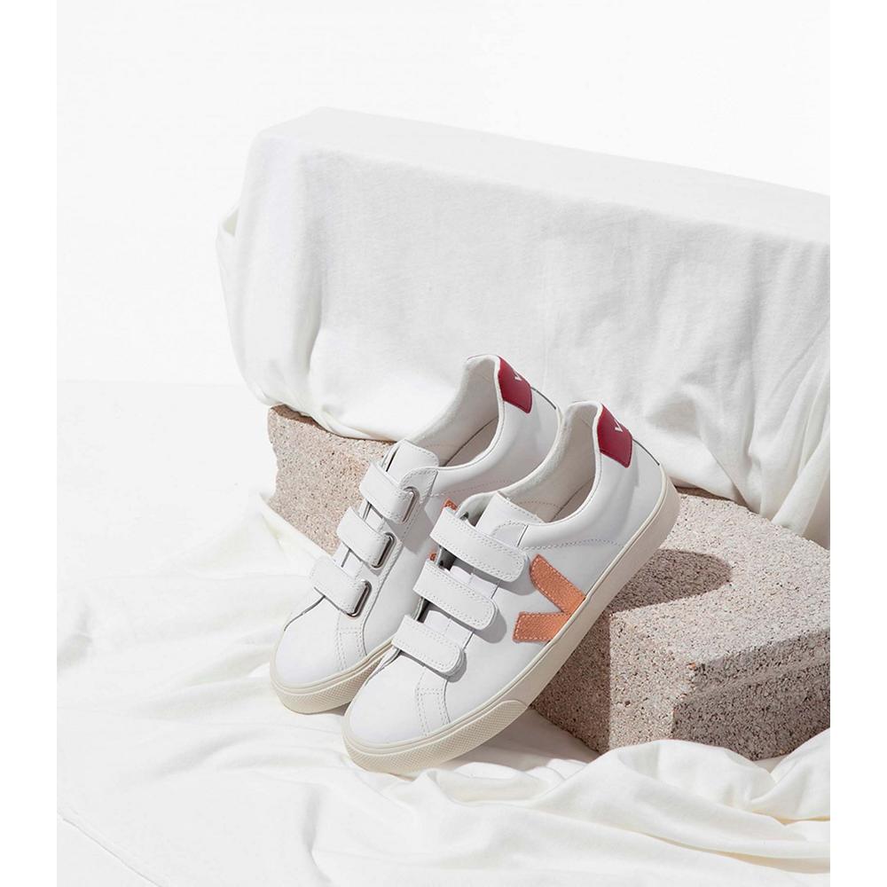 Veja 3-LOCK LEATHER Sneakers Dames White/Red | BE 607RVD